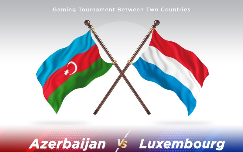 Azerbaijan versus Luxembourg Two Flags Illustration