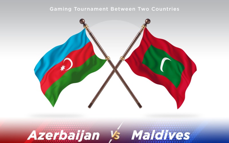 Azerbaijan versus Maldives Two Flags Illustration