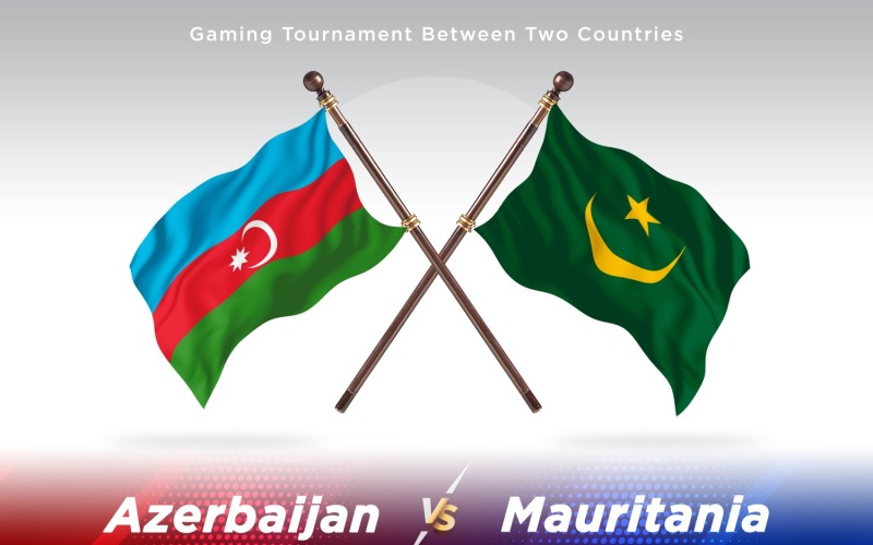 Azerbaijan versus Mauritania Two Flags Illustration