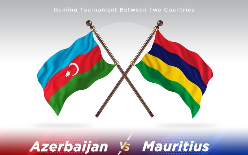 Azerbaijan versus Mauritius Two Flags Illustration