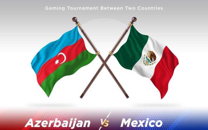 Azerbaijan versus Mexico Two Flags Illustration