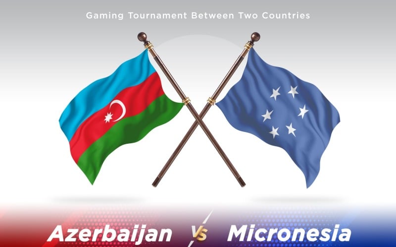 Azerbaijan versus Micronesia Two Flags Illustration