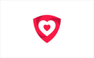 Pink love shield vector logo symbol template
