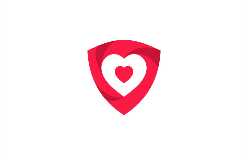 Pink love shield vector logo symbol template Logo Template