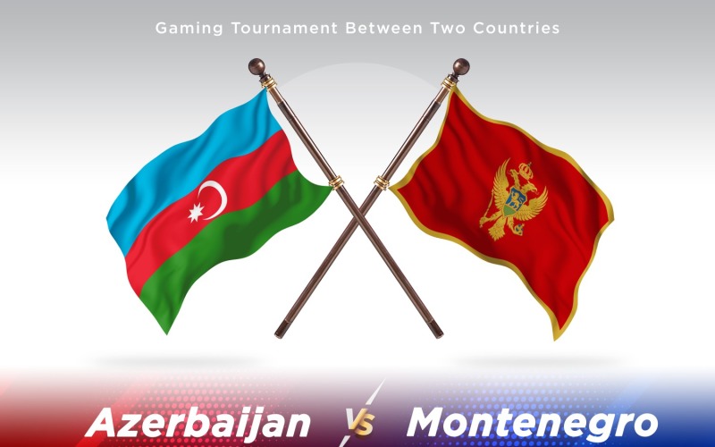 Azerbaijan versus Montenegro Two Flags Illustration
