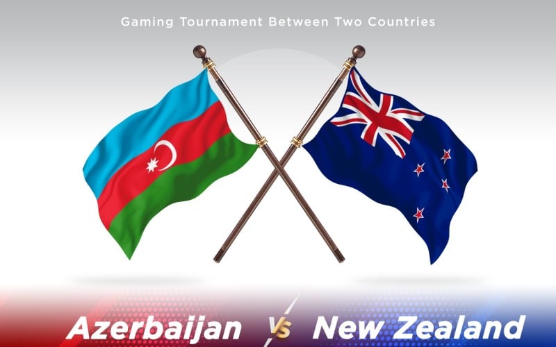 Azerbaijan versus new Zealand Two Flags Illustration