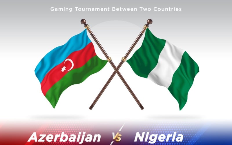 Azerbaijan versus Nigeria Two Flags Illustration