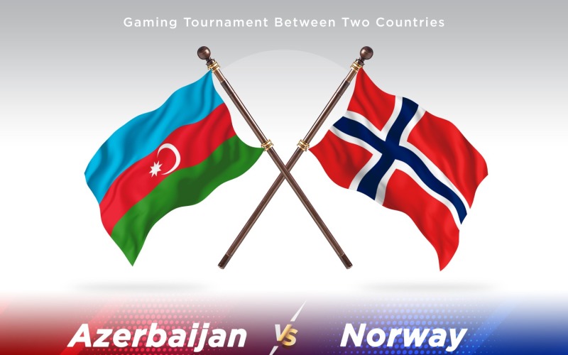 Azerbaijan versus Norway Two Flags Illustration