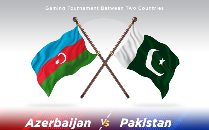 Azerbaijan versus Pakistan Two Flags Illustration