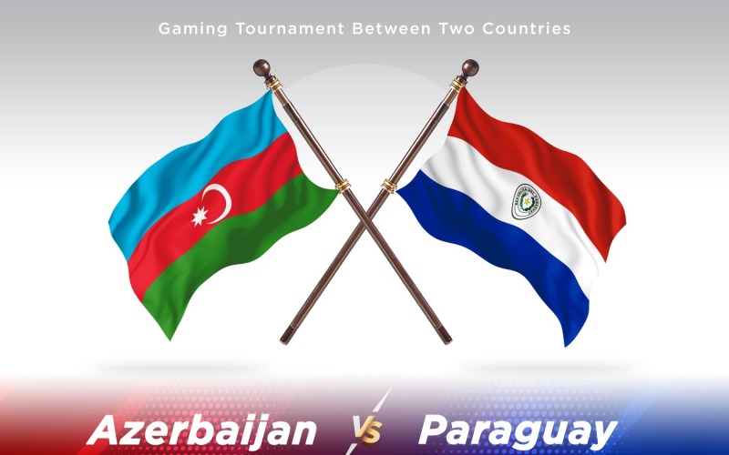 Azerbaijan versus Paraguay Two Flags Illustration