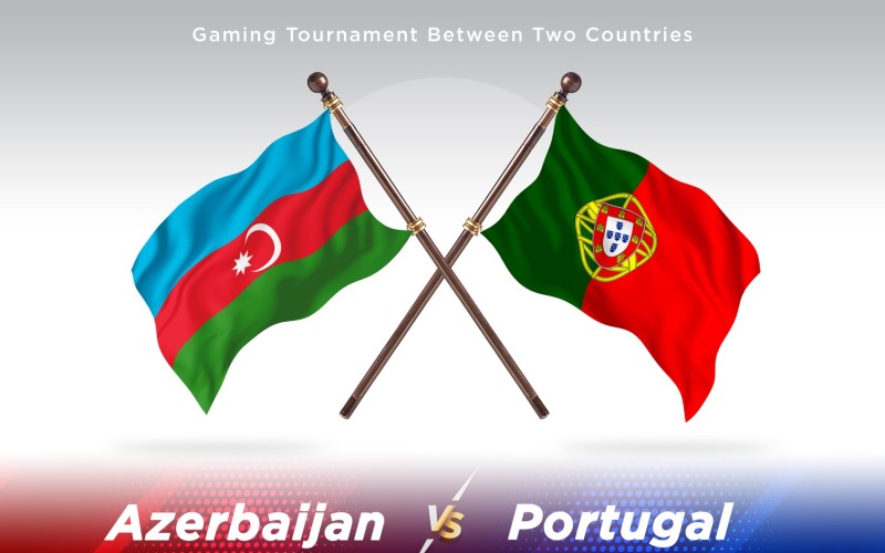 Azerbaijan versus Portugal Two Flags Illustration