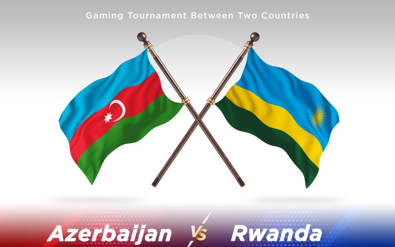 Azerbaijan versus Rwanda Two Flags Illustration
