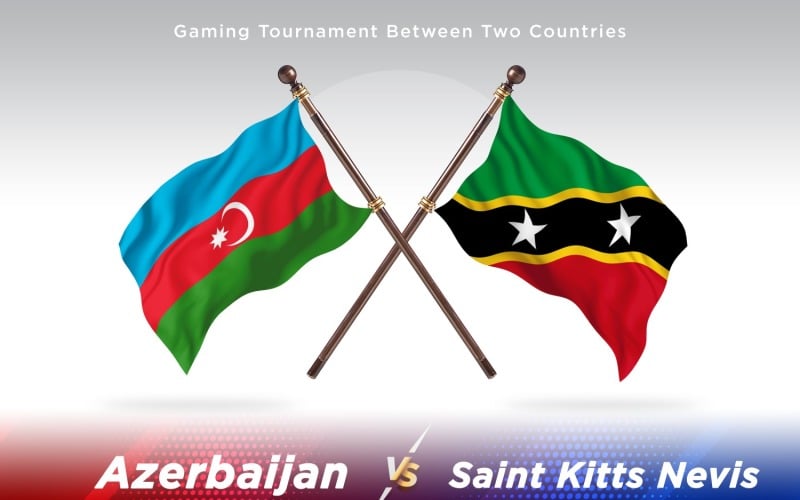 Azerbaijan versus saint kits and Nevis Two Flags Illustration