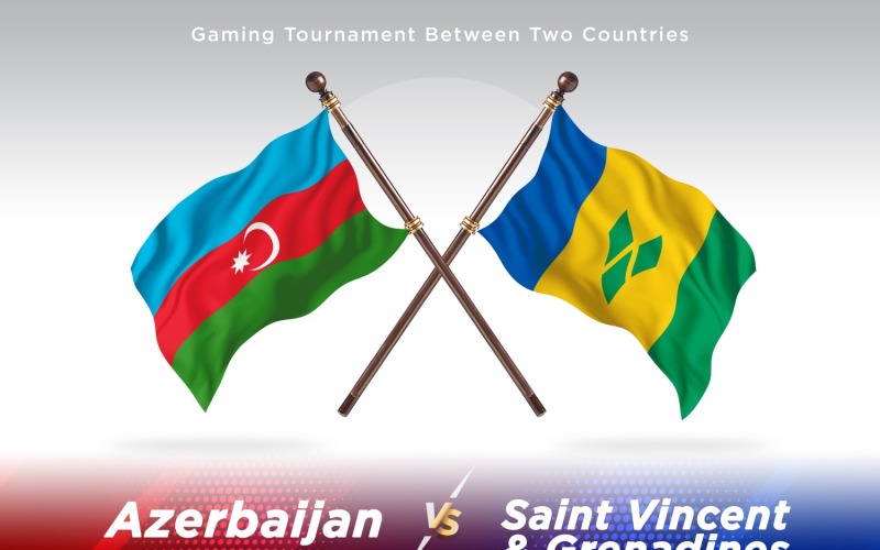 Azerbaijan versus saint Vincent and the grenadines Two Flags Illustration