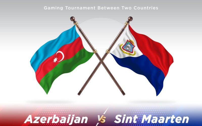 Azerbaijan versus Sint marten Two Flags Illustration