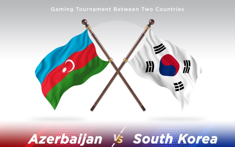 Azerbaijan versus south Korea Two Flags Illustration