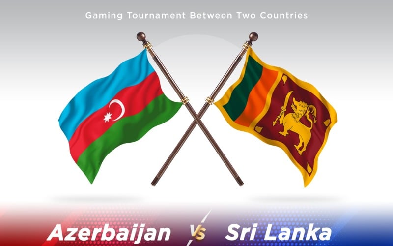 Azerbaijan versus Sri Lanka Two Flags Illustration