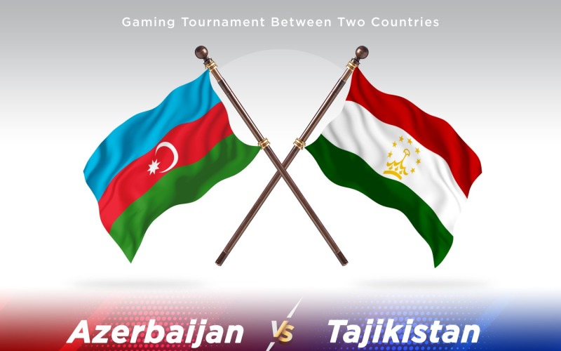 Azerbaijan versus Tajikistan Two Flags Illustration