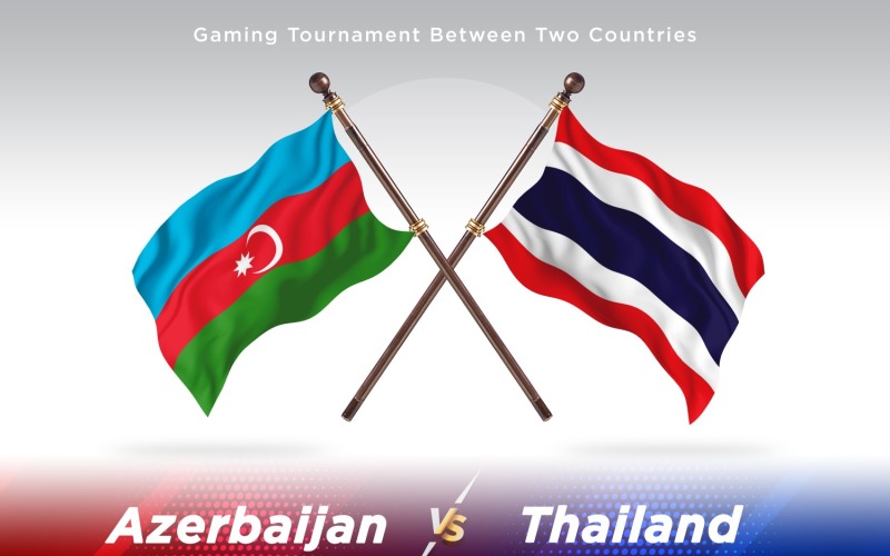 Azerbaijan versus Thailand Two Flags Illustration
