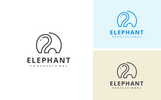 Modern Elephant Line Logo Template