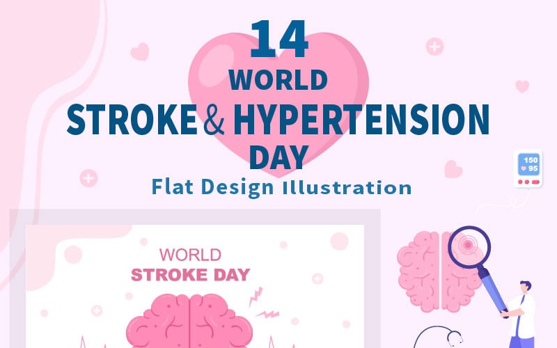 14 World Stroke and Hypertension Day Vector illustration Illustration