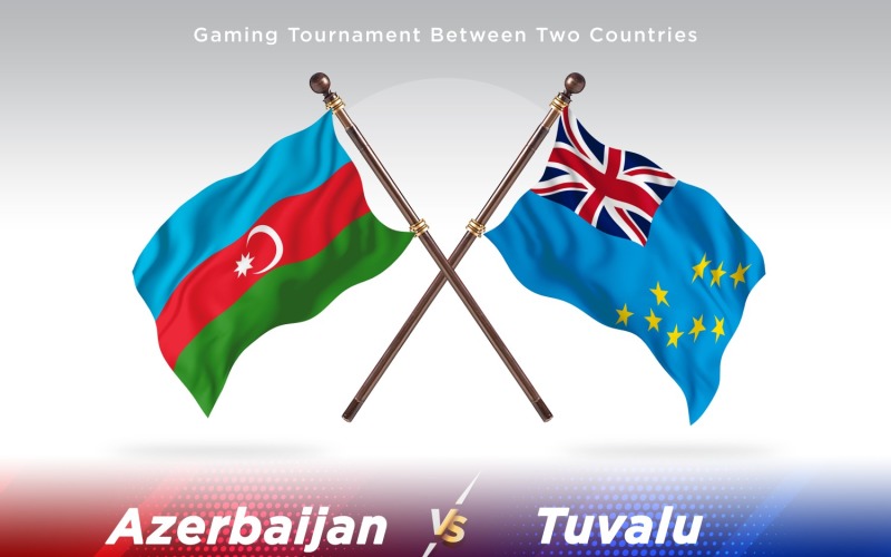Azerbaijan versus Tuvalu Two Flags Illustration