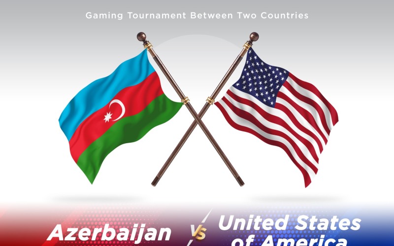 Azerbaijan versus united states of America Two Flags Illustration