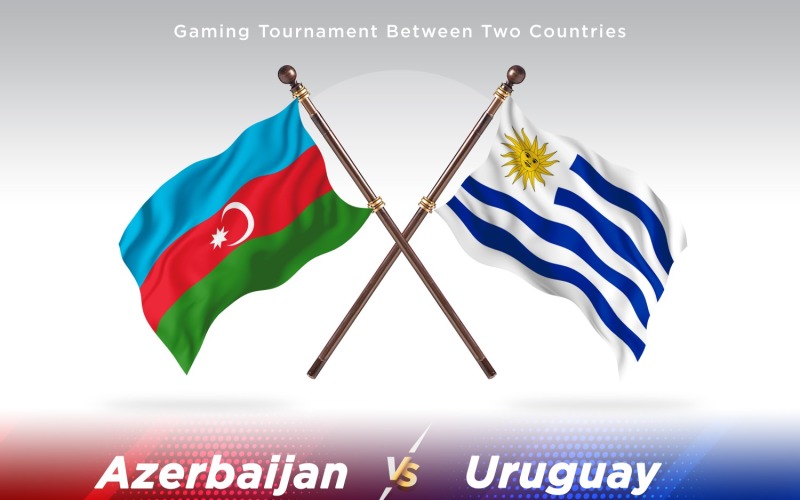 Azerbaijan versus Uruguay Two Flags Illustration