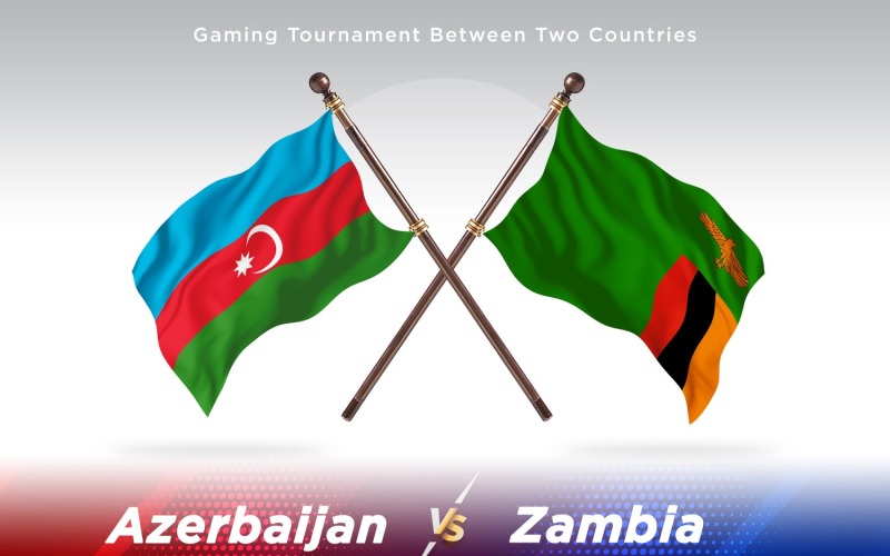 Azerbaijan versus Zambia Two Flags Illustration