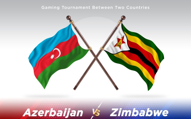 Azerbaijan versus Zimbabwe Two Flags Illustration
