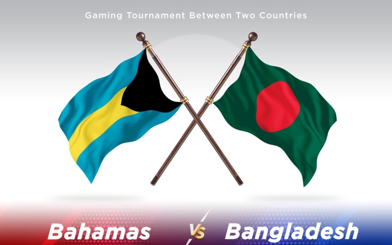 Bahamas versus Bangladesh Two Flags Illustration