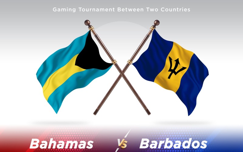 Bahamas versus Barbados Two Flags Illustration
