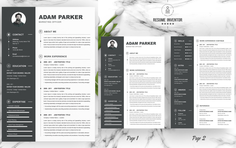 Adam Parker / Modern Resume Resume Template
