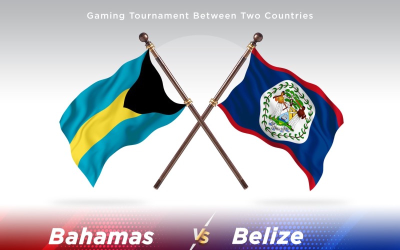 Bahamas versus Belize Two Flags Illustration