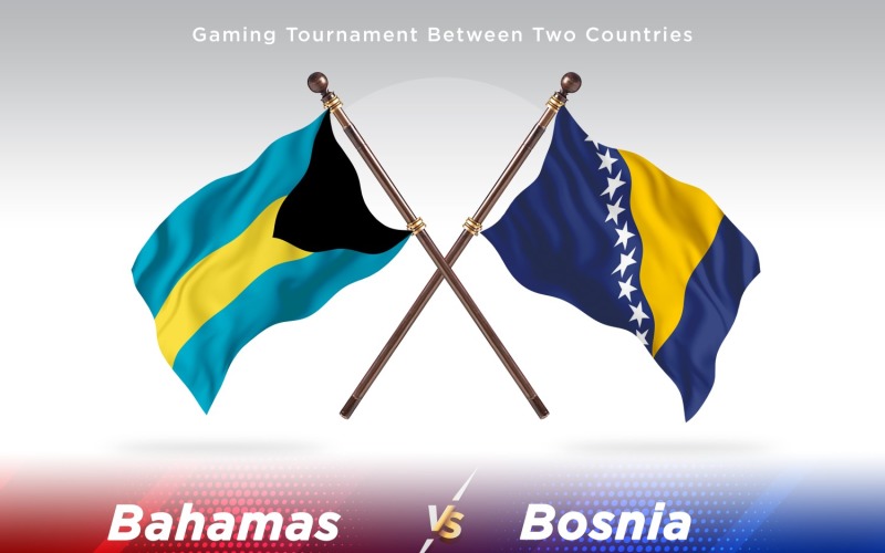 Bahamas versus Bosnia and Herzegovina Two Flags Illustration