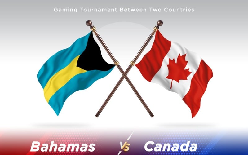 Bahamas versus Canada Two Flags Illustration