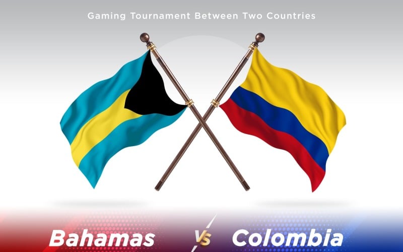 Bahamas versus Colombia Two Flags Illustration