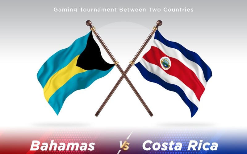 Bahamas versus costa Rica Two Flags Illustration