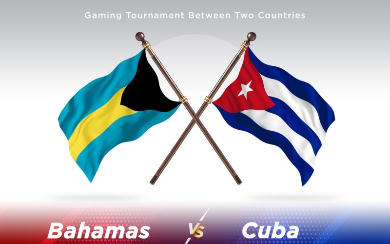 Bahamas versus Cuba Two Flags Illustration