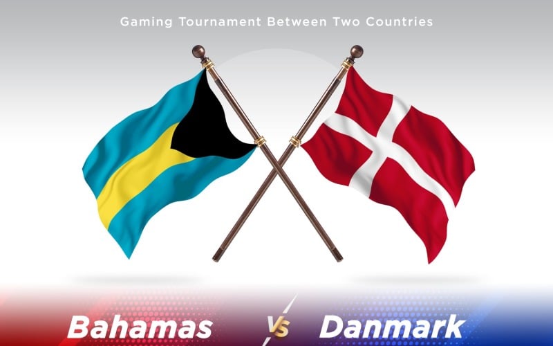 Bahamas versus Denmark Two Flags Illustration