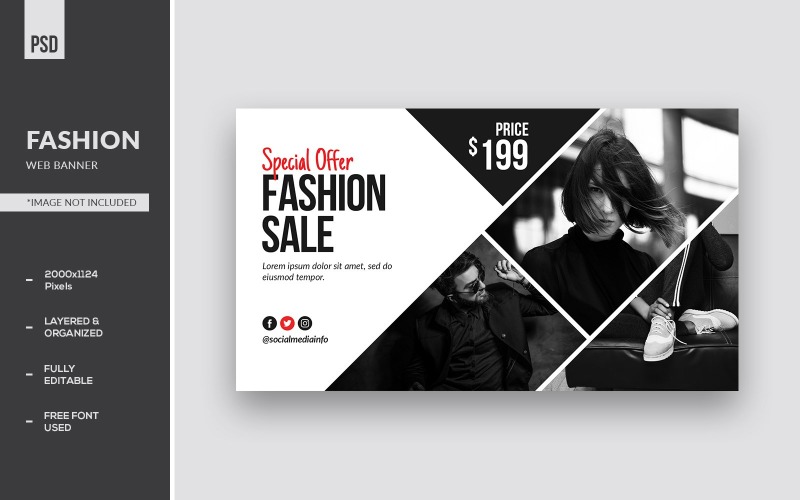 Black And White Fashion Design Web Banner Templates Social Media