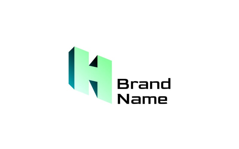 Letter H Dimension Gradient Logo Logo Template
