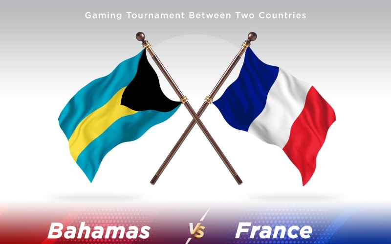 Bahamas versus France Two Flags Illustration