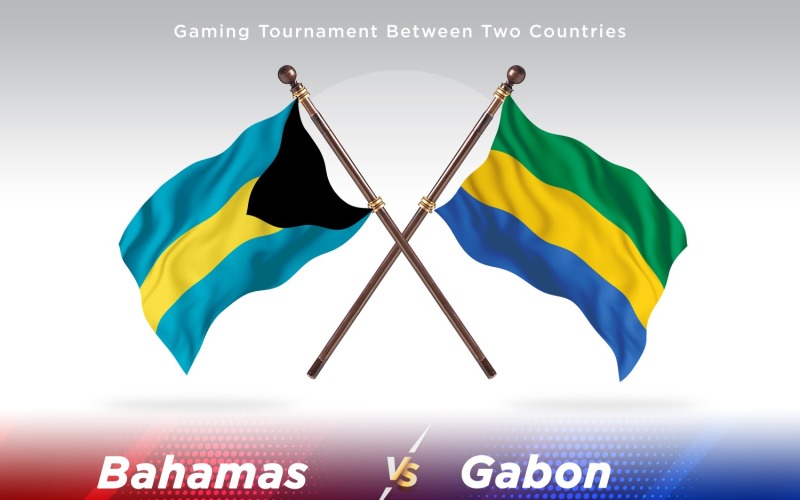 Bahamas versus Gabon Two Flags Illustration