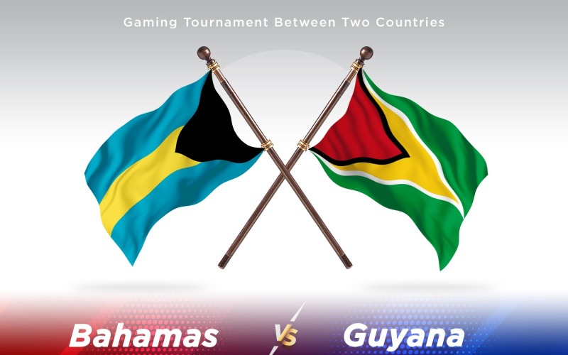 Bahamas versus Guyana Two Flags Illustration