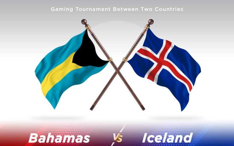 Bahamas versus Iceland Two Flags Illustration