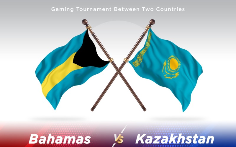 Bahamas versus Kazakhstan Two Flags Illustration