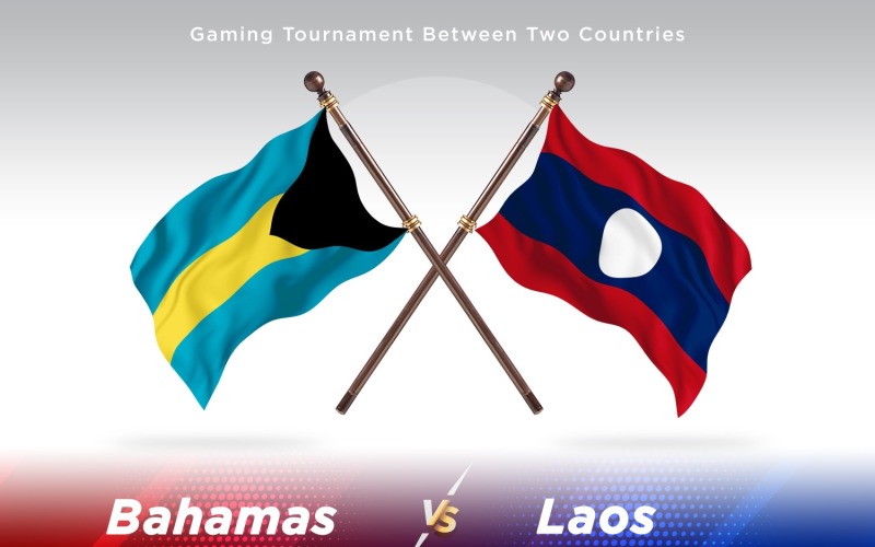 Bahamas versus Laos Two Flags Illustration