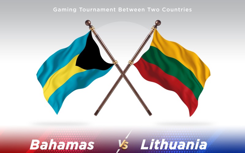 Bahamas versus Lithuania Two Flags Illustration