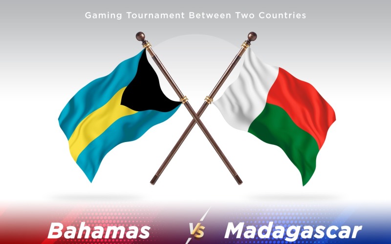 Bahamas versus Madagascar Two Flags Illustration
